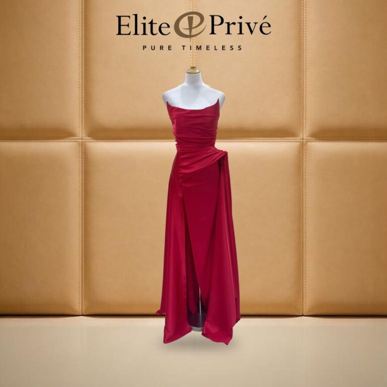 Fuchsia Draped Column Gown – made-to-measure by Elite Privé Atelier, Dubai