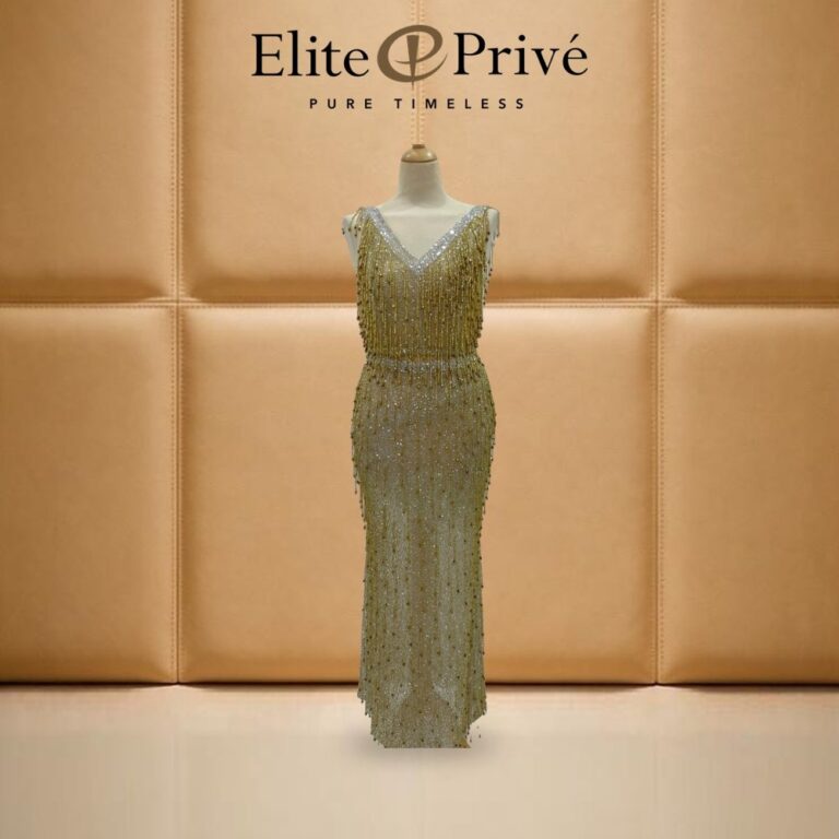 Gold Beaded Fringe Gown – made-to-measure by Elite Privé Atelier, Dubai