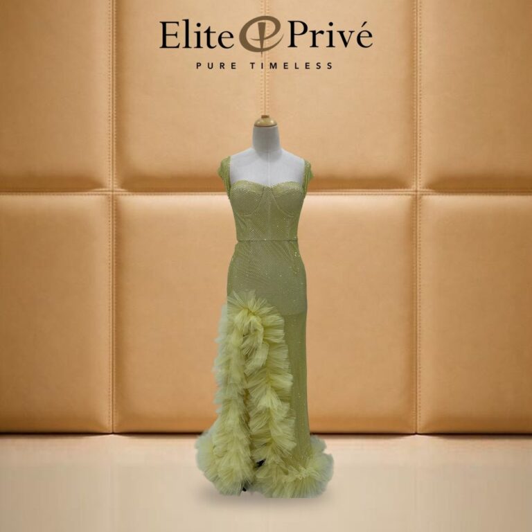 Lime Tulle Ruffle Gown – made-to-measure by Elite Privé Atelier, Dubai