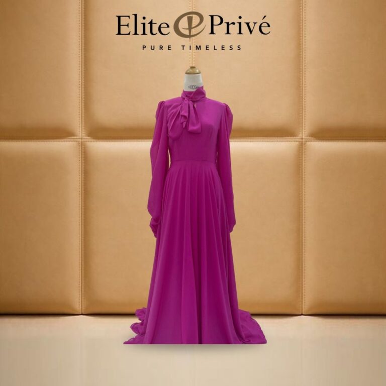 Magenta Bow Chiffon Gown – made-to-measure by Elite Privé Atelier, Dubai