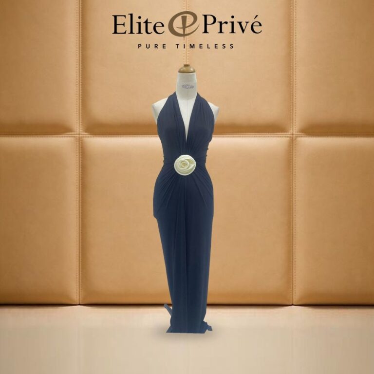 Navy Halter Rose Gown – made-to-measure by Elite Privé Atelier, Dubai