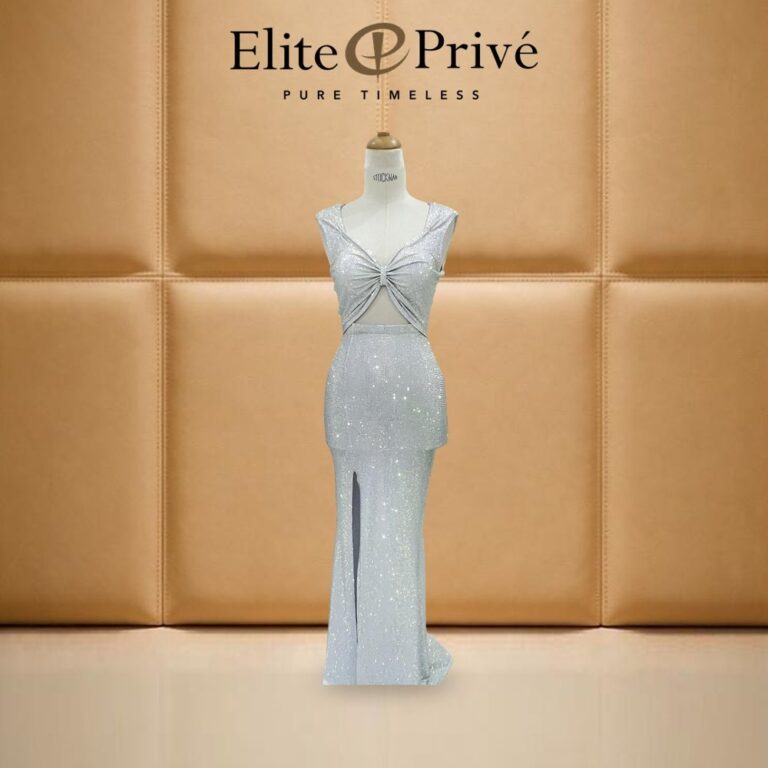 Silver Cutout Sequin Gown – made-to-measure by Elite Privé Atelier, Dubai