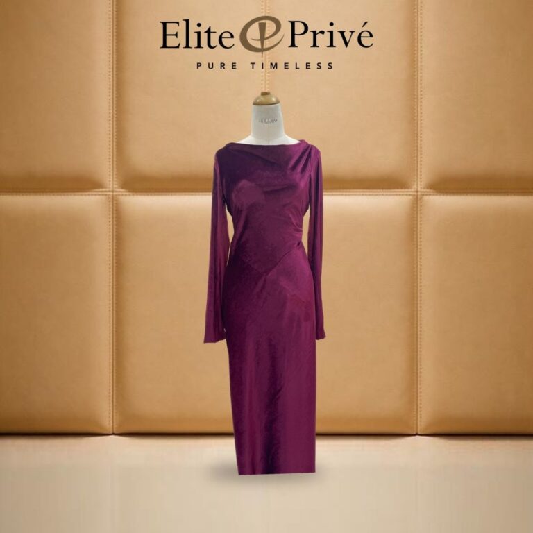 Plum Satin Column Gown – made-to-measure by Elite Privé Atelier, Dubai