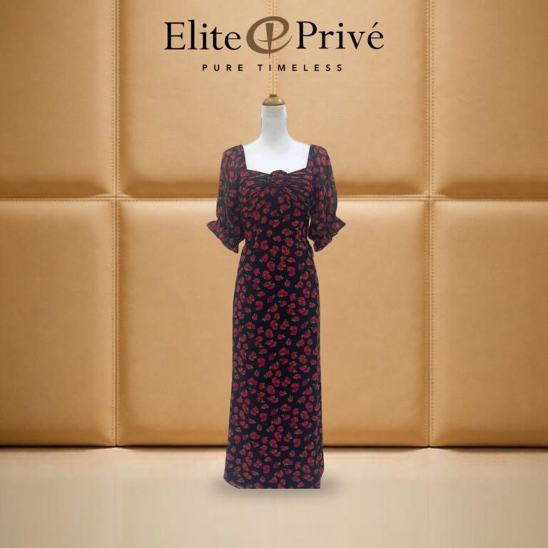 Red Floral Puff-Sleeve Maxi – made-to-measure by Elite Privé Atelier, Dubai