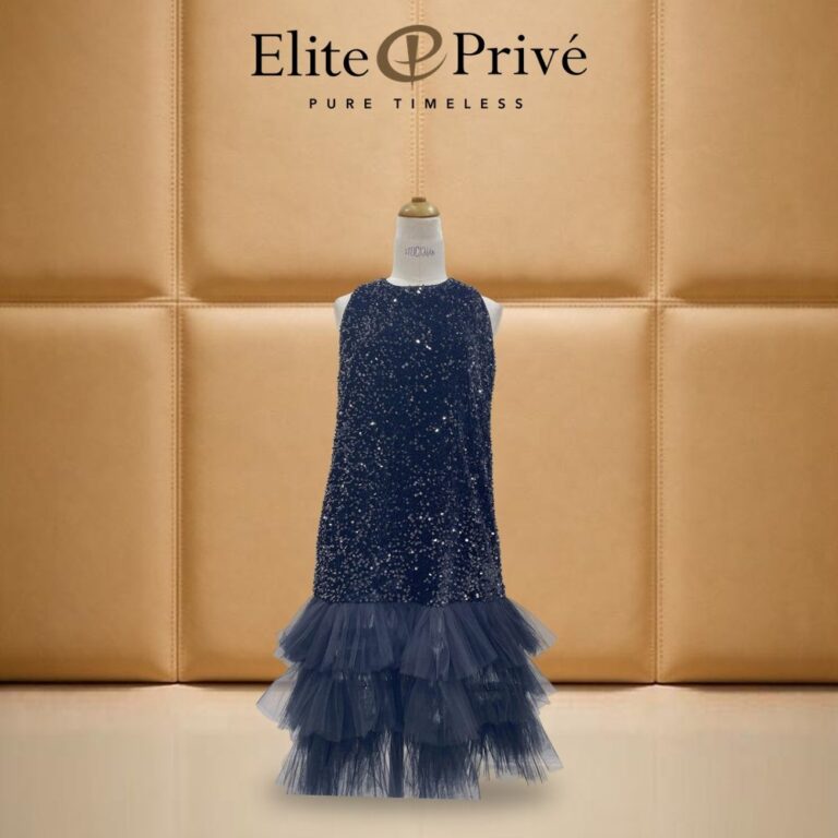 Black Sequin Tulle Tier Dress – made-to-measure by Elite Privé Atelier, Dubai