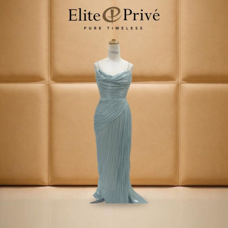 Sage Pleated Draped Gown – made-to-measure by Elite Privé Atelier, Dubai