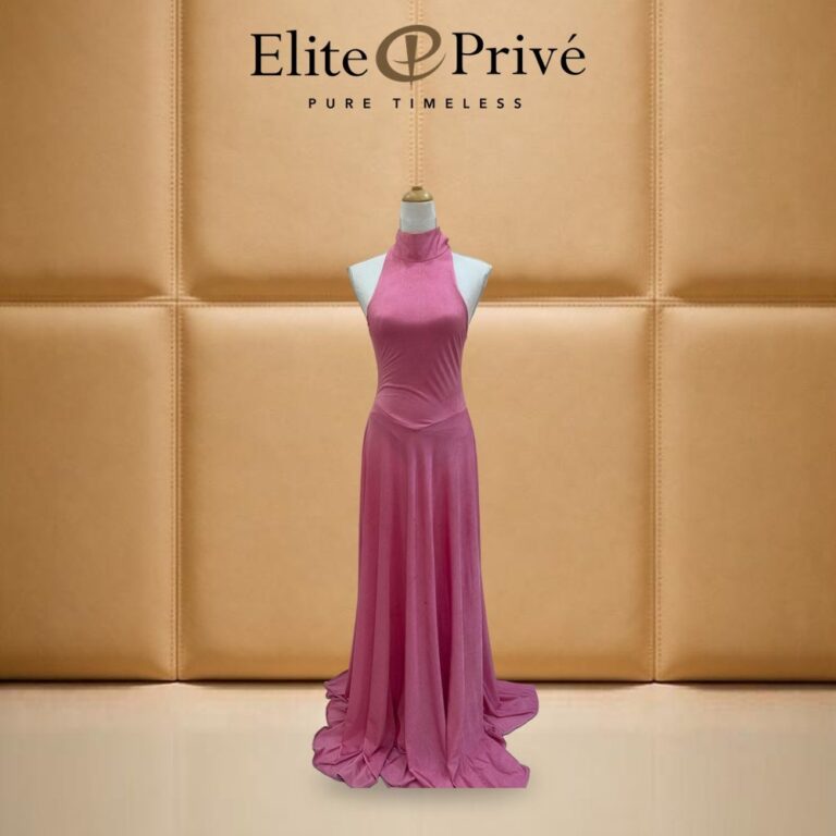 Pink Velvet Halter Gown – made-to-measure by Elite Privé Atelier, Dubai