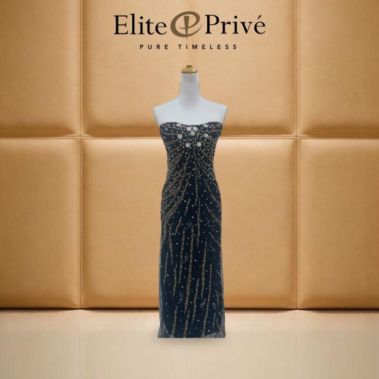 Black Beaded Strapless Gown – made-to-measure by Elite Privé Atelier, Dubai
