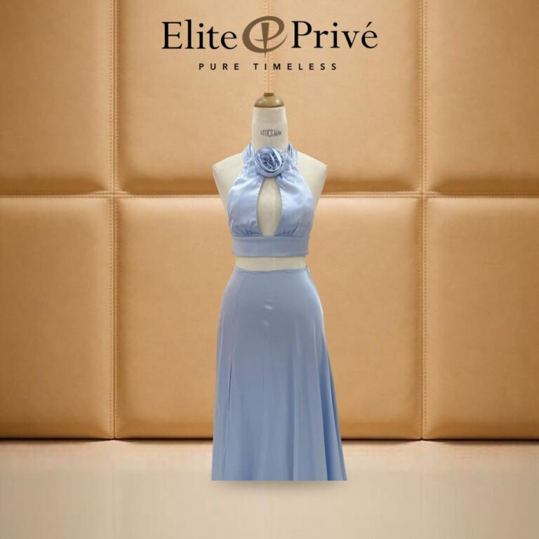 Powder Blue Rose Halter Two-Piece – made-to-measure by Elite Privé Atelier, Dubai