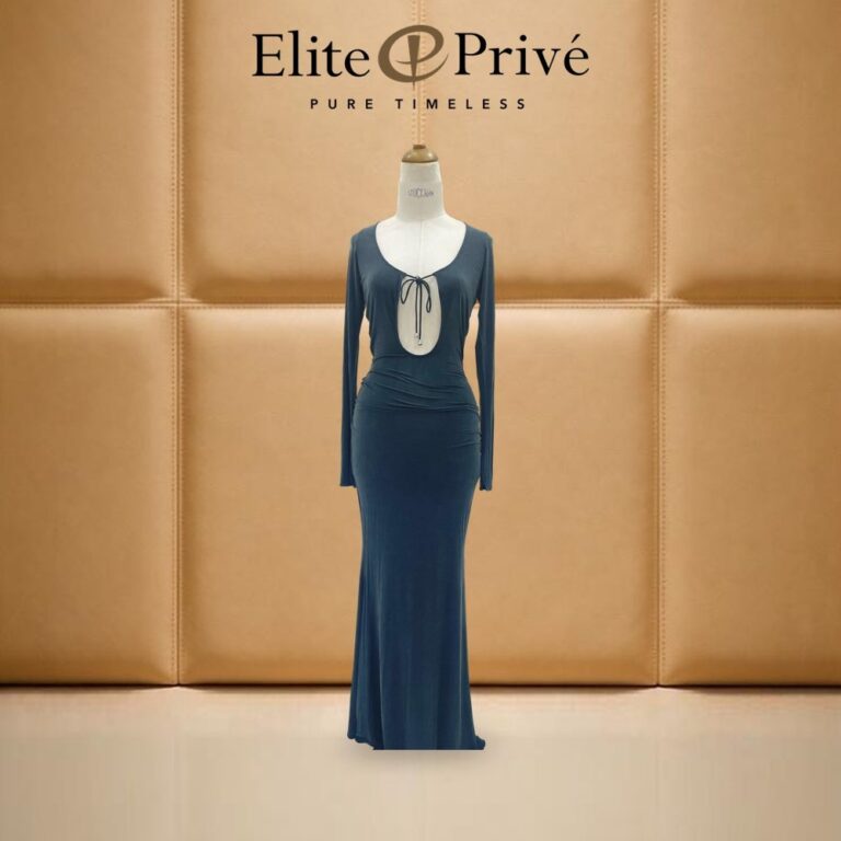 Teal Keyhole Jersey Gown – made-to-measure by Elite Privé Atelier, Dubai