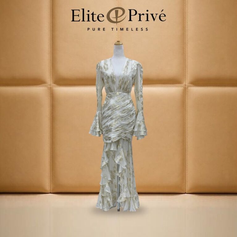 Ivory Gold Ruffle Gown – made-to-measure by Elite Privé Atelier, Dubai